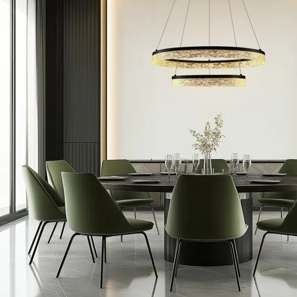 LED luster na lane FROZI LED/38W/230V pr. 60 cm čierny