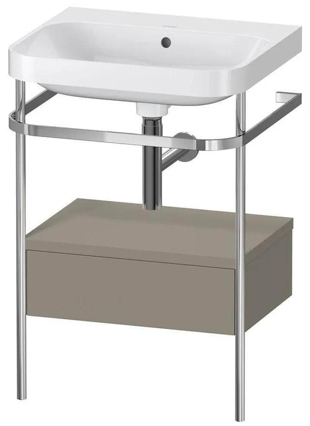 DURAVIT Happy D.2 Plus c-shaped kovový stojací podstavec s nábytkovým umývadlom bez otvoru, 1 zásuvka, 575 x 490 x 850 mm, chróm/kameňovo šedá matná lakovaná, HP4840N9292