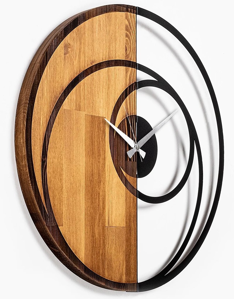Dekoratívne nástenné hodiny WALLIE CIRCLE 56 cm orech/čierne