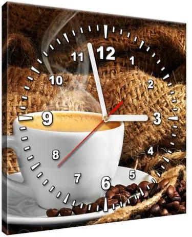 Obraz s hodinami Aromatická šálka kávy 30x30cm ZP1119A_1AI