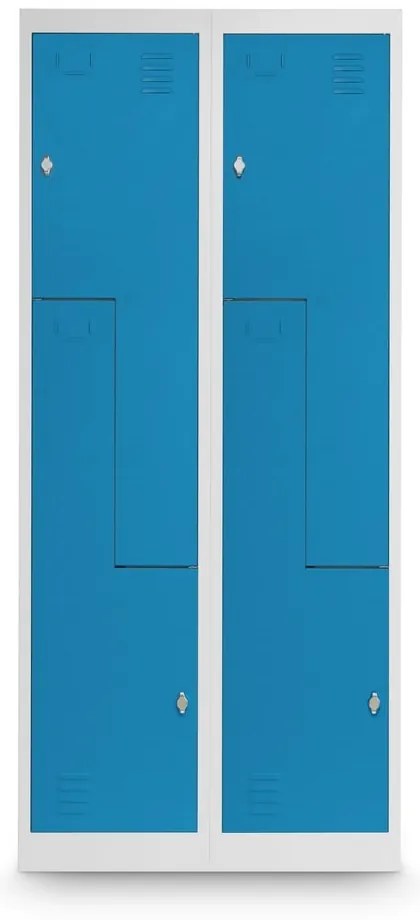 Kovová šatníková skrinka Z, 80 x 50 x 180 cm, otočný zámok, modrá - ral 5012