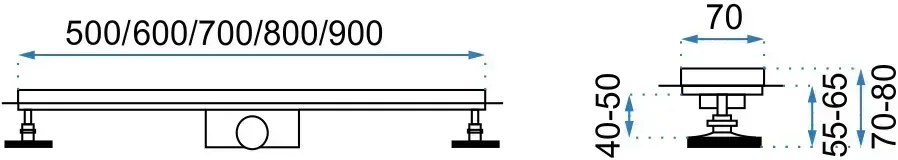 Rea Pro, lineárny odtokový žľab 80cm GREEK, zlatá lesklá, REA-G8029