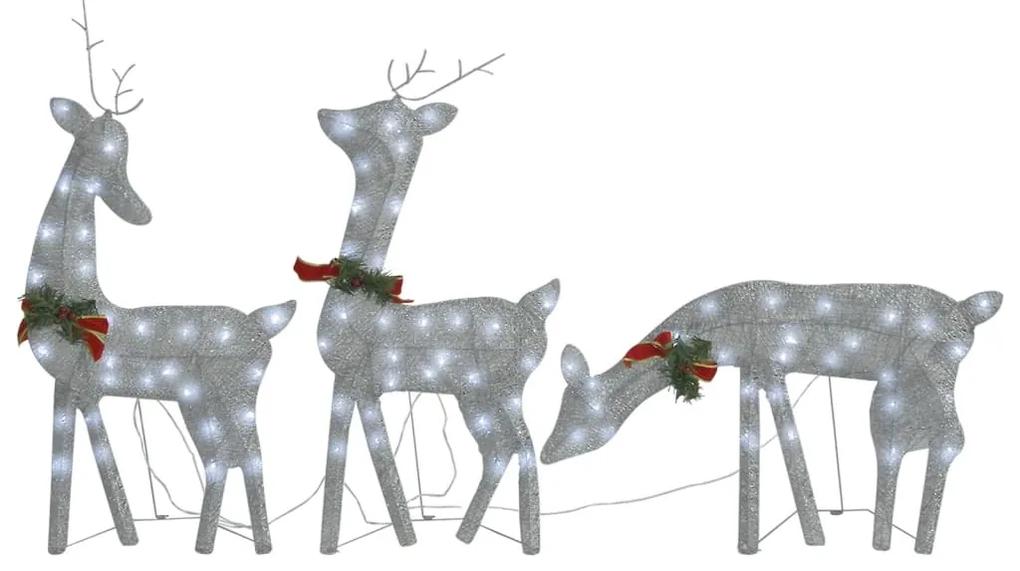 vidaXL Vianočná sobia rodinka 270x7x90 cm, strieborná, biela sieťovina