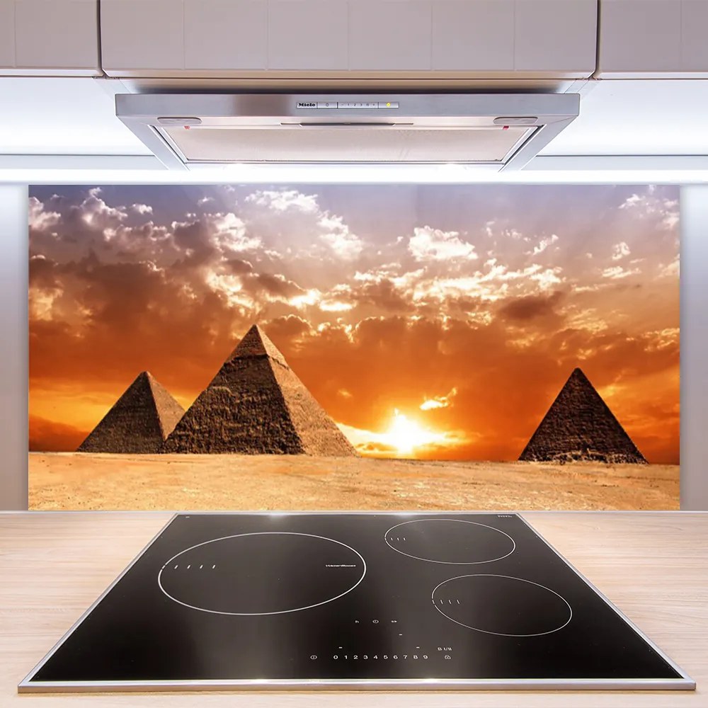 Sklenený obklad Do kuchyne Pyramídy architektúra 125x50 cm