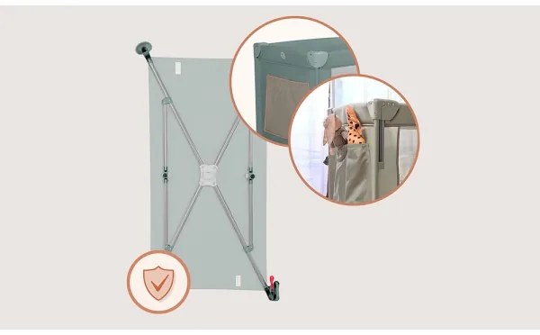 Lionelo - Cestovná postieľka 3v1 ELLEN šalviovo zelená