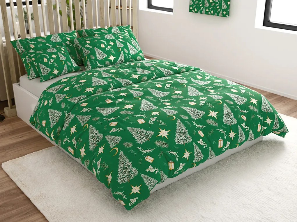 Obliečky z mikrovlákna GREEN CHRISTMAS zelené Rozmer obliečky: 2 ks 70 x 90 cm | 200 x 220 cm