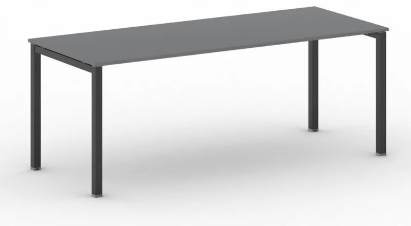 Rokovací kancelársky stôl PRIMO SQUARE, 200x80 cm, čierna podnož, grafit