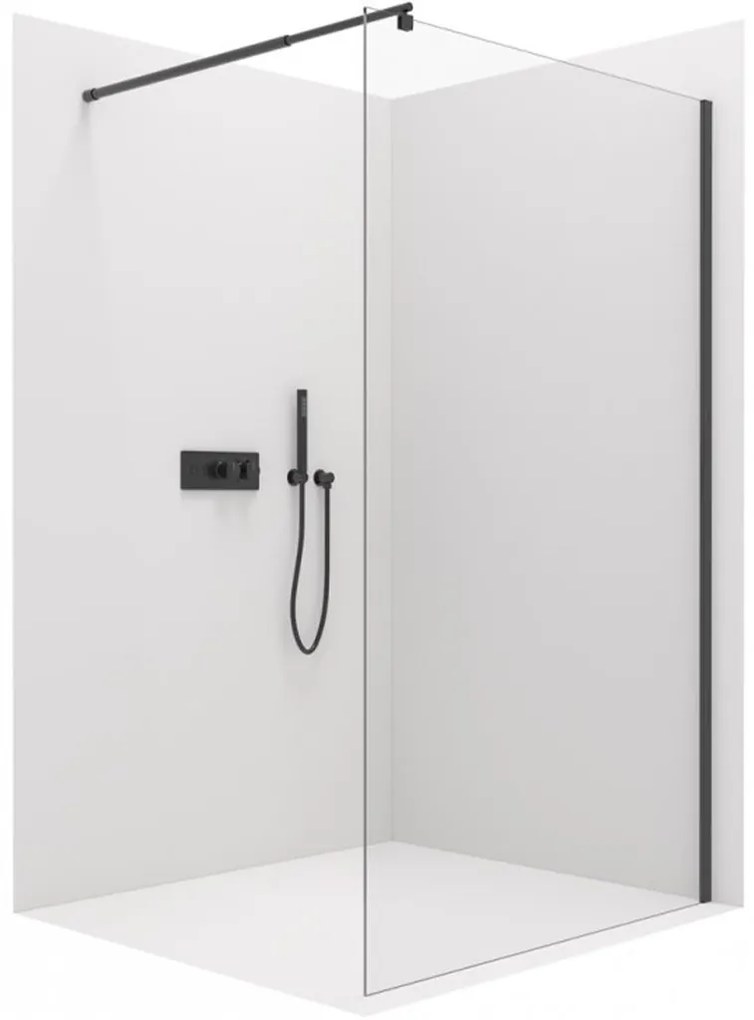 Cerano Onyx, sprchová zástena Walk-in 50x200 cm, 8mm číre sklo, čierny profil, CER-CER-DY101B-50-200