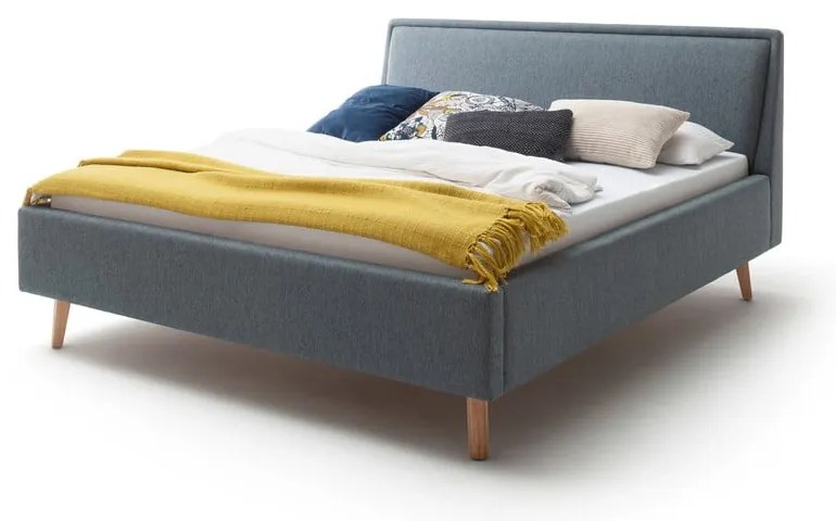 Zelená/modrá čalúnená dvojlôžková posteľ s úložným priestorom s roštom 160x200 cm Frieda – Meise Möbel