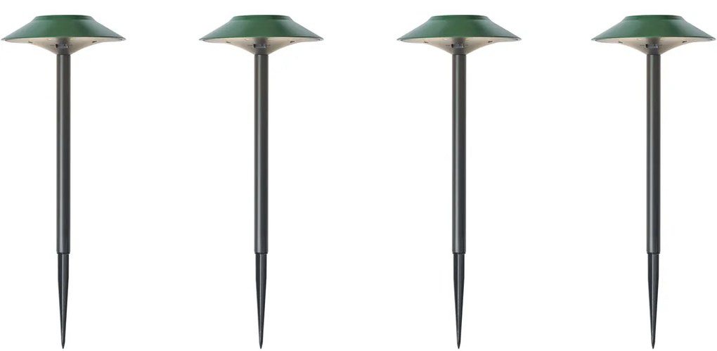 Sada 4 zelených zemných bodových svietidiel vrátane LED IP44 solárnych - Mushroom