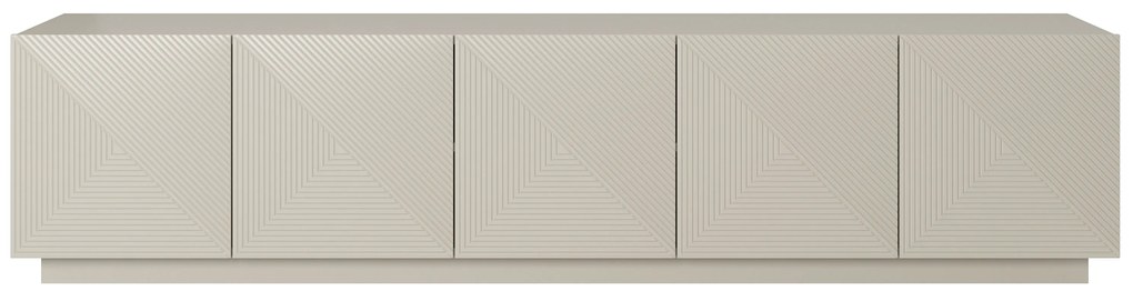 TV skrinka Asha 200 cm päťdverová s ryhovanými dvierkami - kašmír