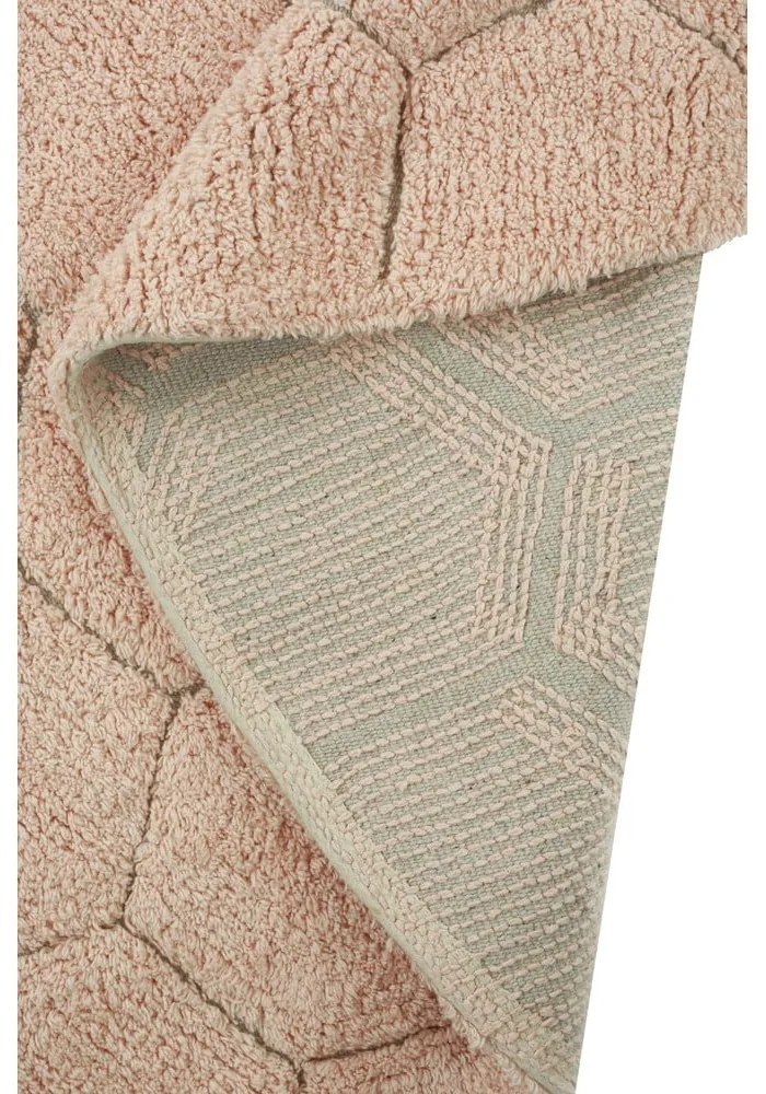 Svetloružový prateľný ručne tkaný bavlnený okrúhly koberec ø 140 cm Honeycomb Rose – Lorena Canals