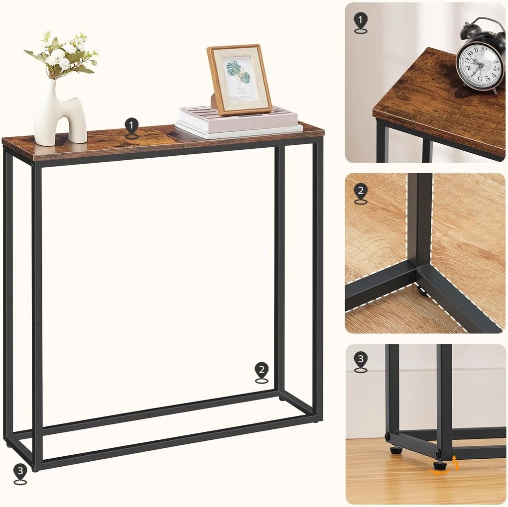 Konzolový stolek Vasagle Tavero 75 cm hnědý/černý