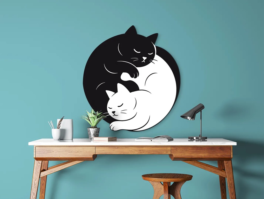 drevko | Obraz na stenu Mačací Yin & Yang 45 x 41 cm