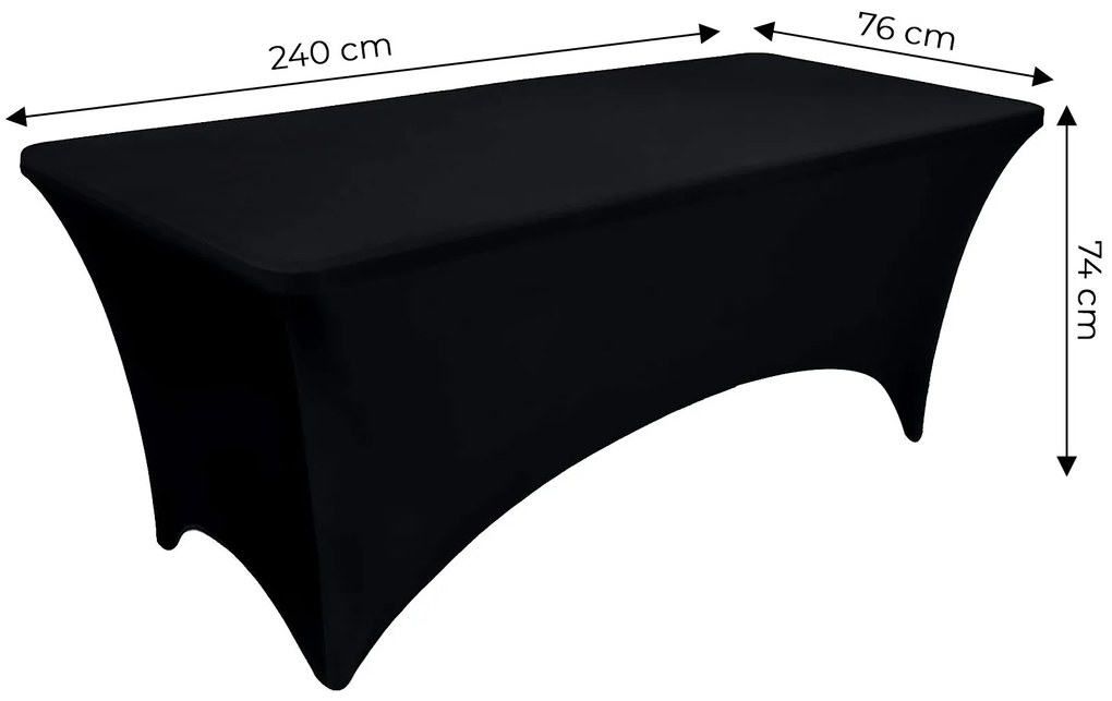 Univerzálny obrus na cateringový stôl, 240 cm, čierny elastický, MultiGarden