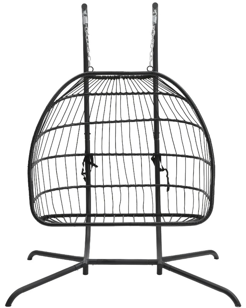 Závesné hojdacie dvojkreslo CUBA čierne - sivé vankúše