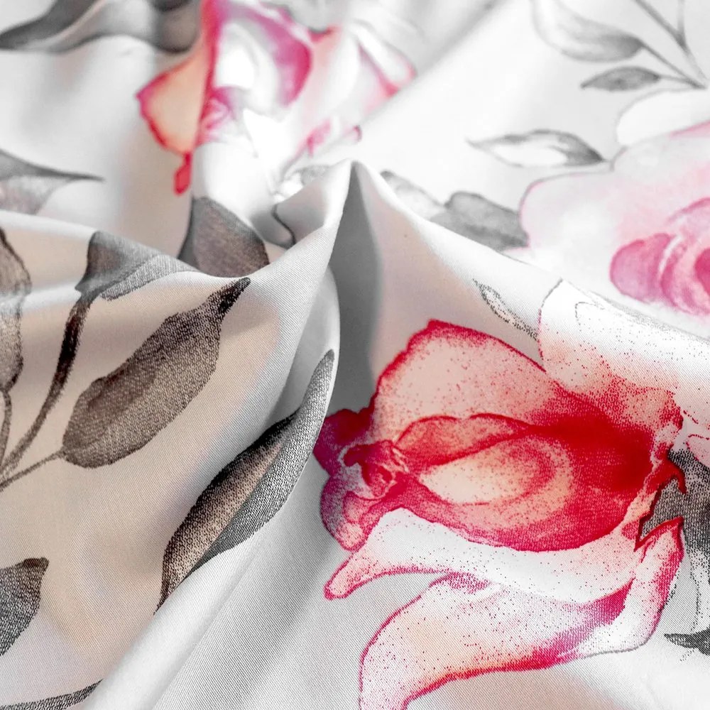 Bierbaum obliečka bavlnený satén 3676 Grey Roses - 140x200 / 70x90 cm