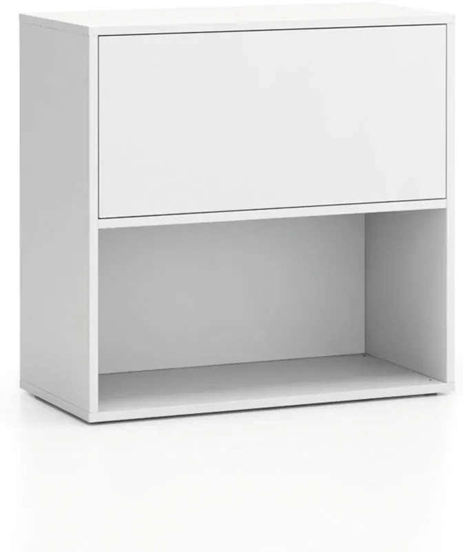 PLAN Kancelársky policový regál LAYERS, krátky, 1 box, 800 x 400 x 777, biela