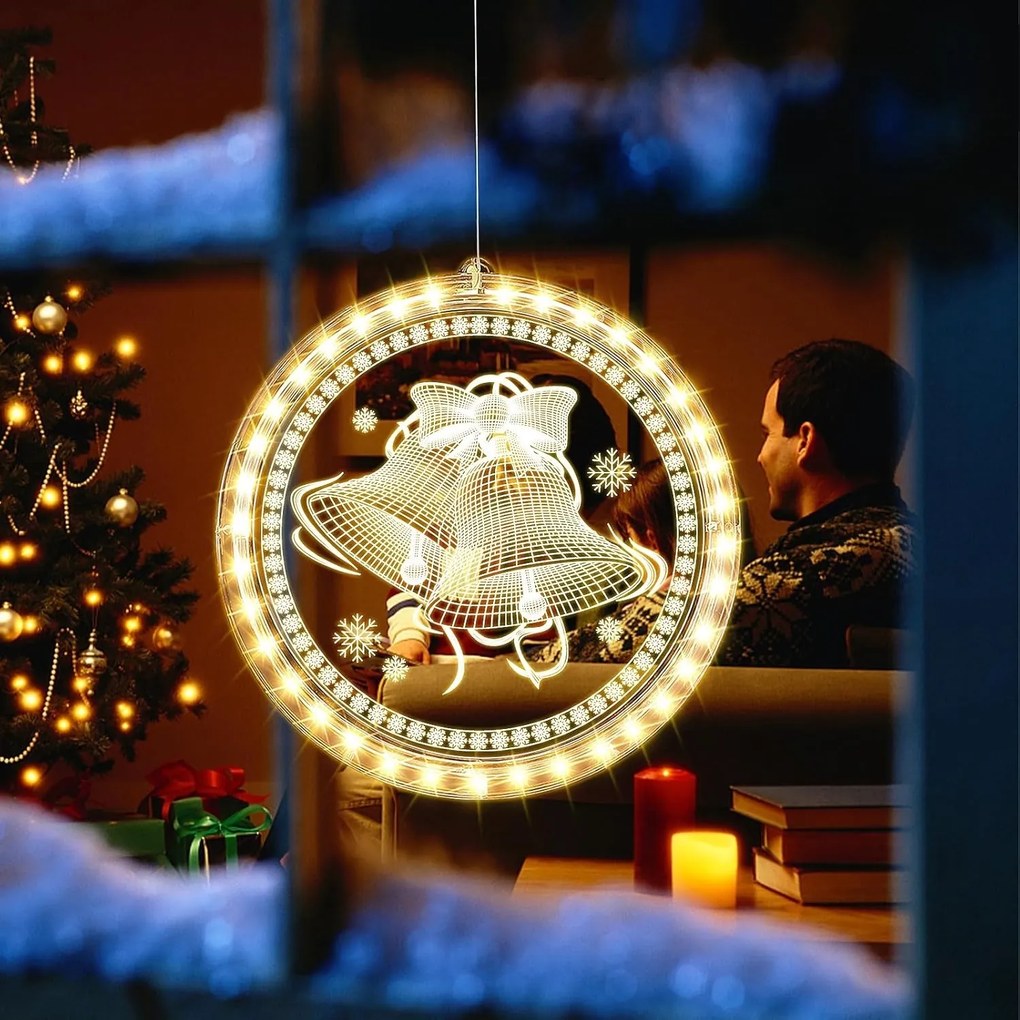 LED svetelná ozdoba na okno JINGLE BELLS II kruhová biela