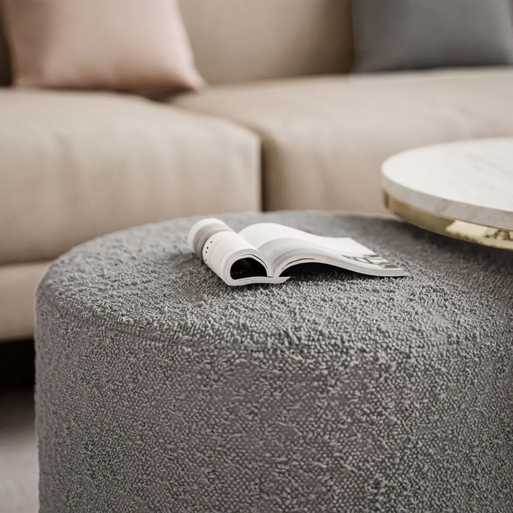 KONFERENČNÝ STOLÍK LEONARDO X ČIERNY LESK + ZLATÝ + TABURET ŠEDÝ