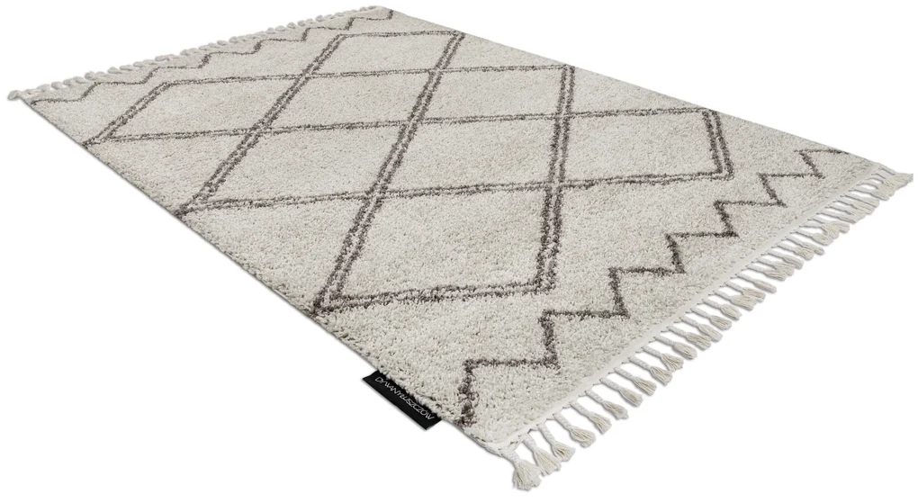Koberec BERBER ASILA B5970, krémovo - hnedý, strapce, Maroko Shaggy