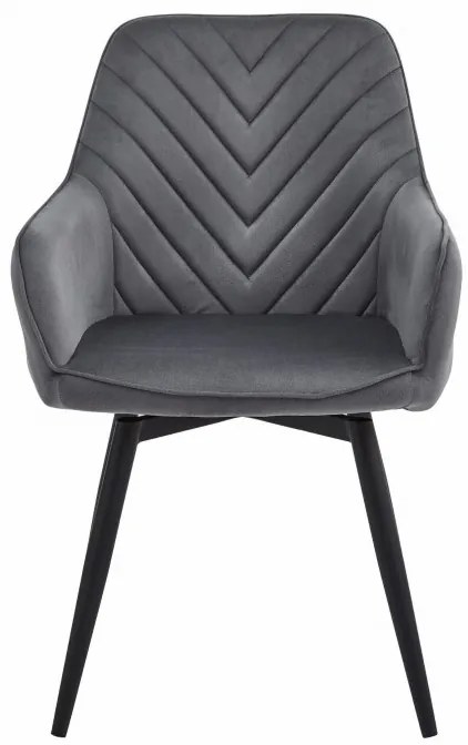 Jedálenská otočná stolička NANA360 zamatová, tmavosivá (čierne nohy)