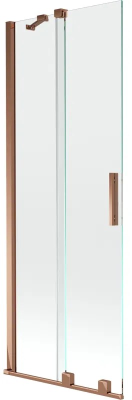 Mexen Velar, 2-krídlová posuvná vaňová zástena 75 x 150 cm, 8mm číre sklo, ružové zlato, 896-075-000-01-60