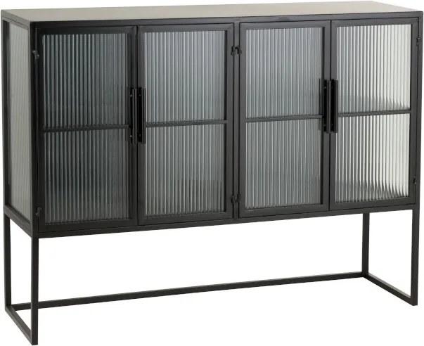 Čierna kovová komoda s presklenými dvierkami Franco - 120 * 35 * 90 cm