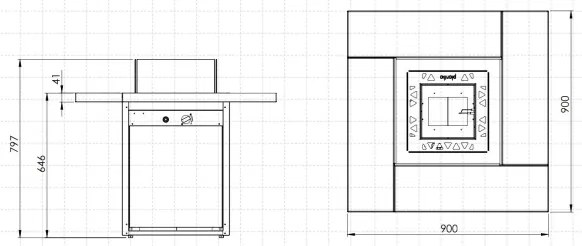 Planika Square Table GAS - Vonkajší plynový krb 79,7x90 cm 10kW