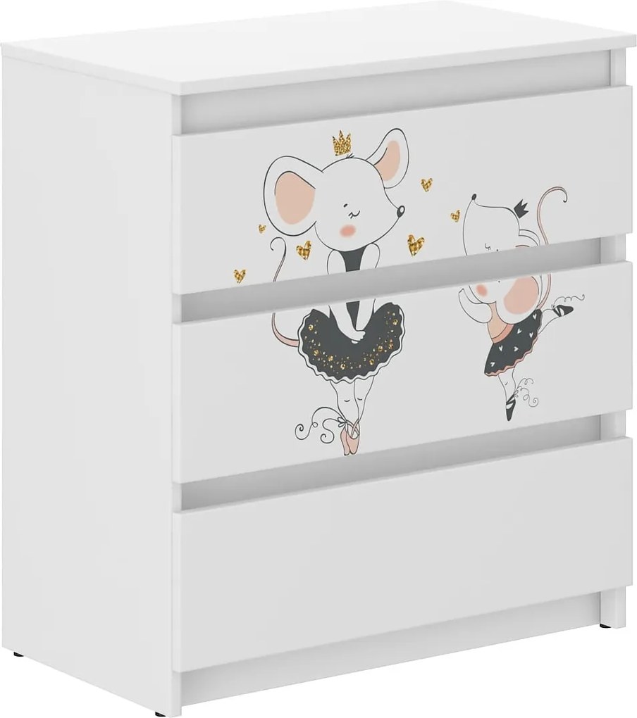 Wooden Toys Detská komoda R-3 MYSZKA SAFARII