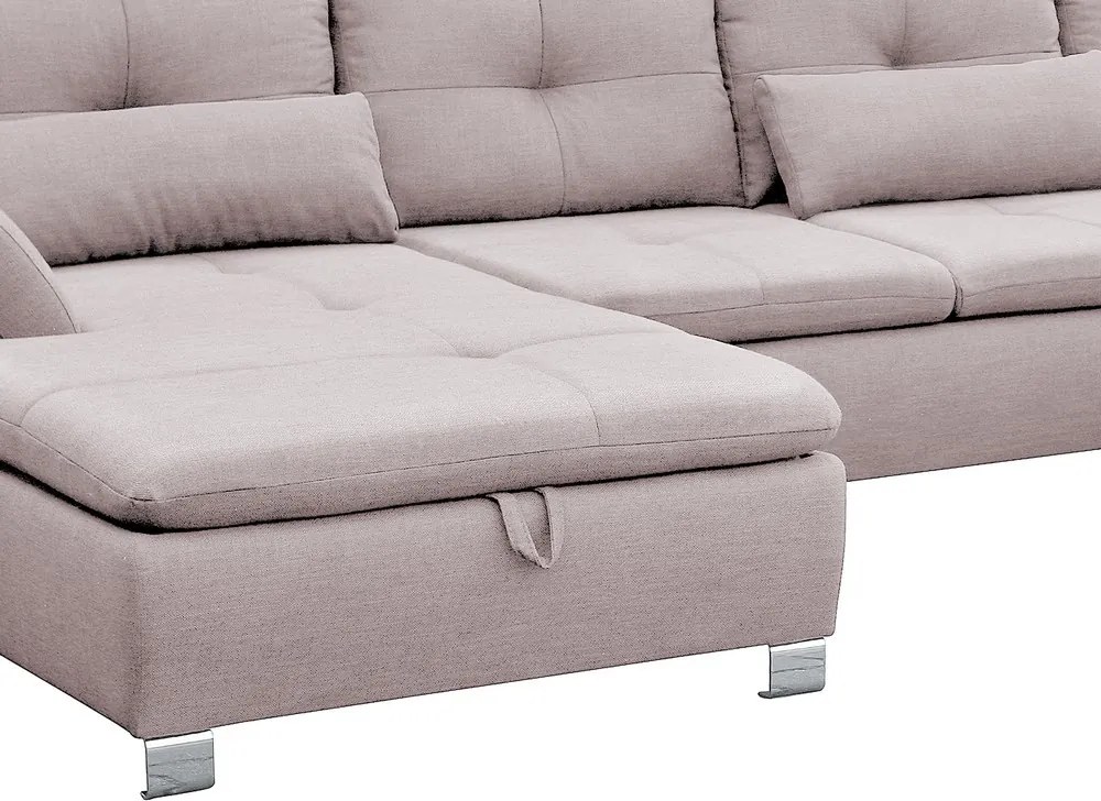 Sedacia súprava Madeira 3A, svetlo ružová látka, tvar pravé U