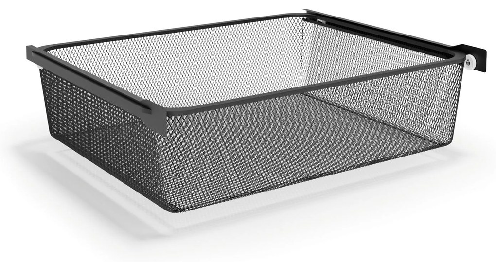 Otvorený košový regál, 8x koš s jemným sitom, TYP VI, 600 × 460 × 2020 mm, čierna