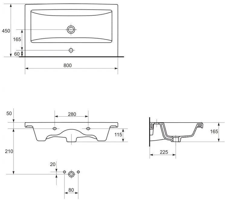 Cersanit COMO - skrinkové umývadlo 80cm, K32-004-BOX