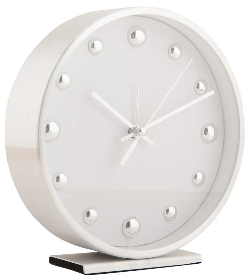 Karlsson KA5970WH Shiny Dots budík 16 cm | Elegantný biely budík s tichým chodom