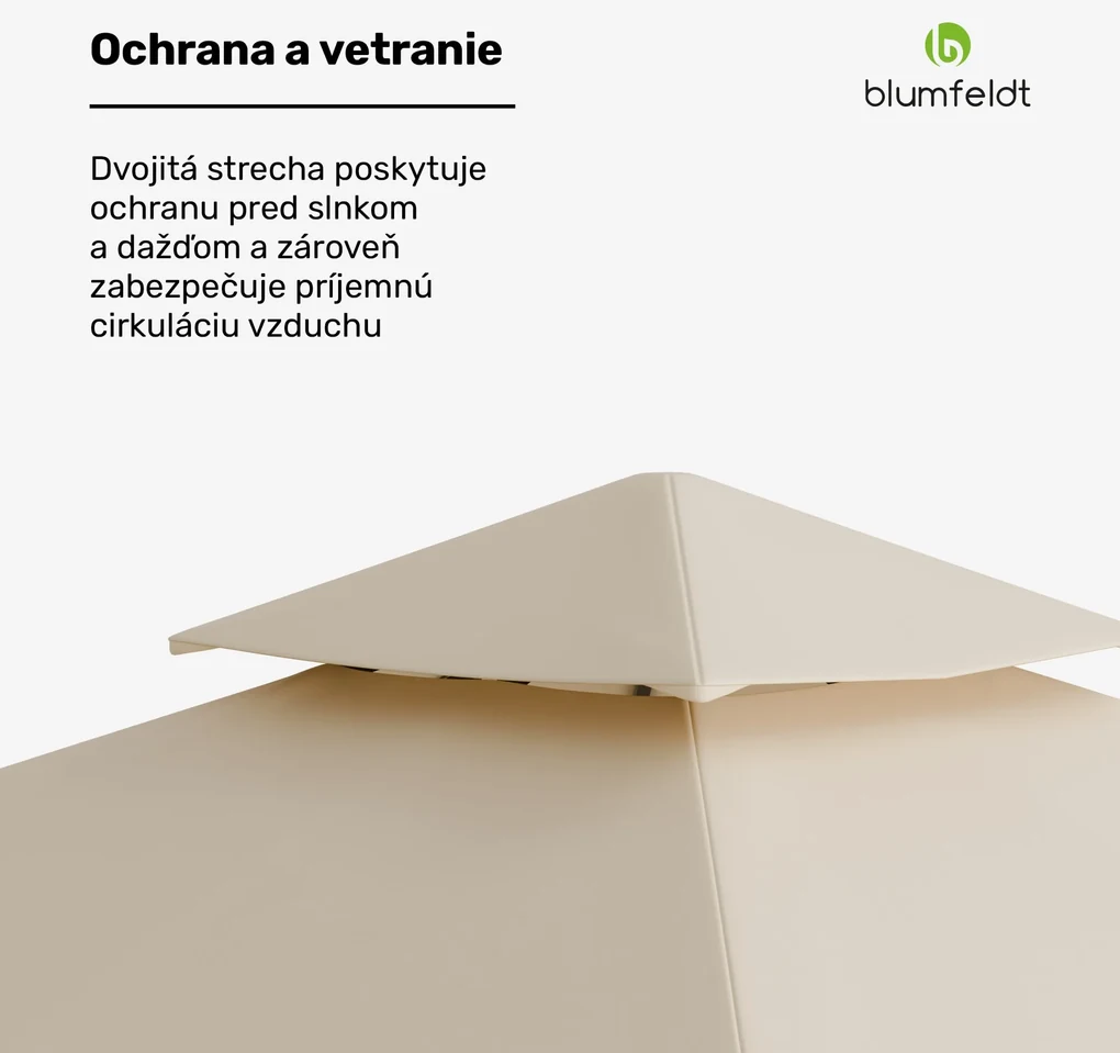Blumfeldt Grandezza Cortina záhradný altánok 3x3 m, odolný voči poveternostným vplyvom, prášková farba, bočné rolety
