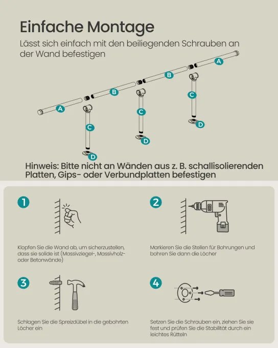 Nástenný stojan na oblečenie HSR104W01
