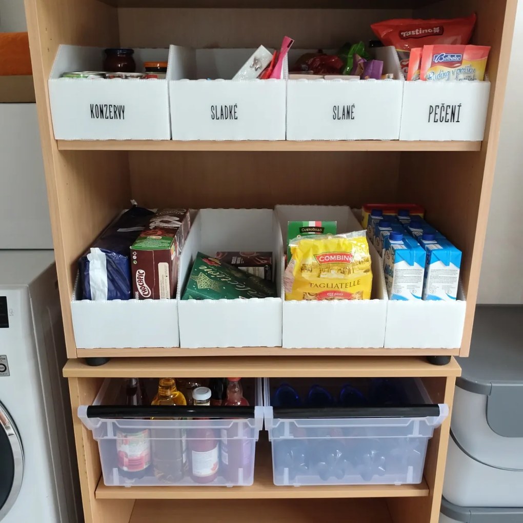 Úložný box, plastový biely 15x50x16 cm – do špajze aj do skrine KARTONPLAST