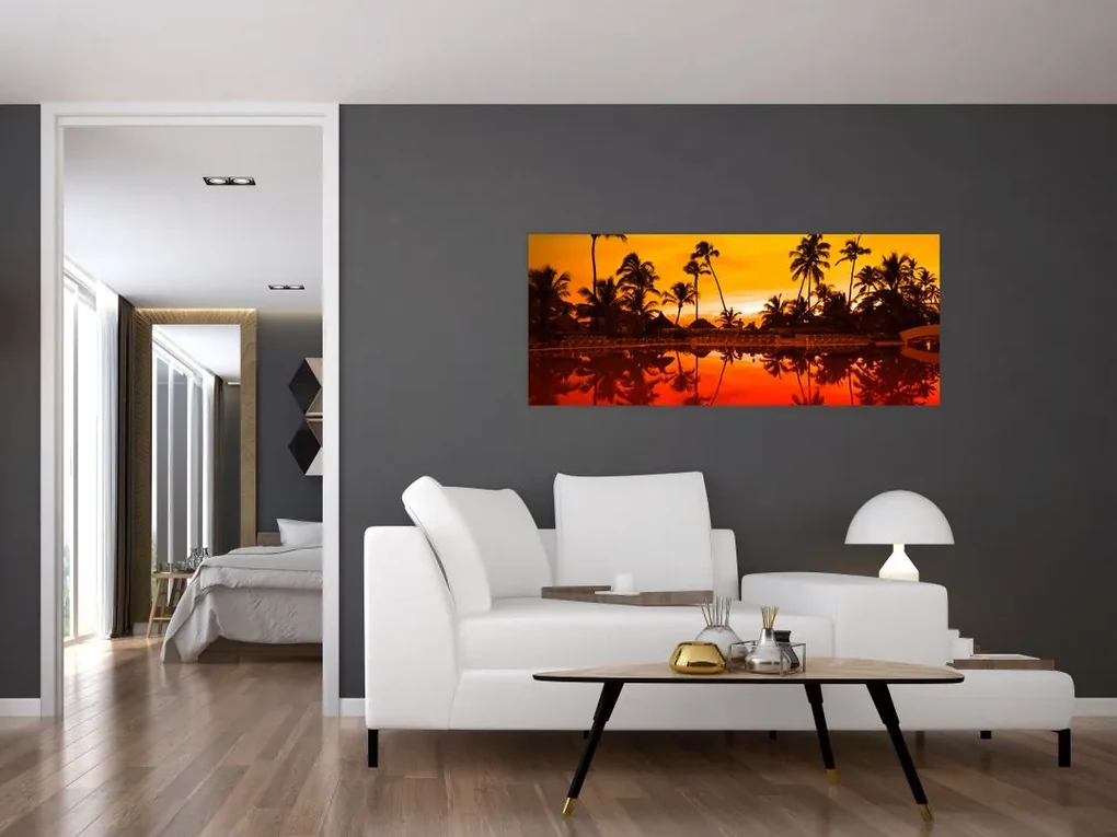 Obraz - Západ slnka nad rezortom (120x50 cm)