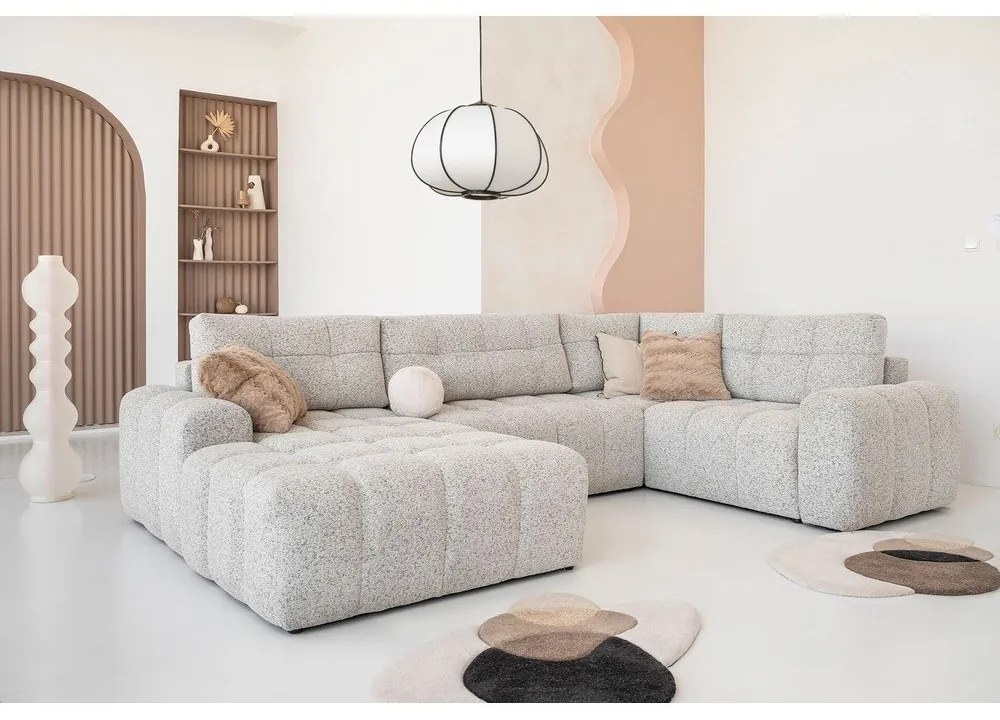 Béžová rozkladacia modulárna rohová pohovka s úložným priestorom (pravý roh) Lulu – Miuform