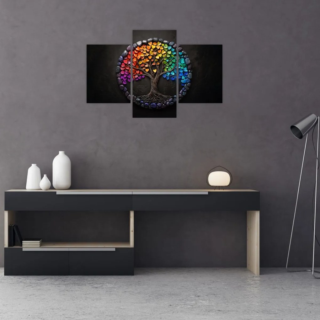 Obraz – Strom plný farebných sŕdc (90x60 cm)