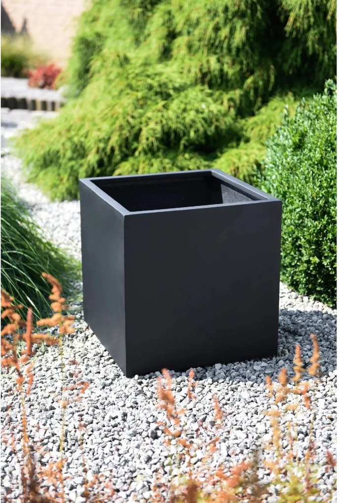 Kvetináč BLOCK, sklolaminát, 45x45x45 cm, antracit