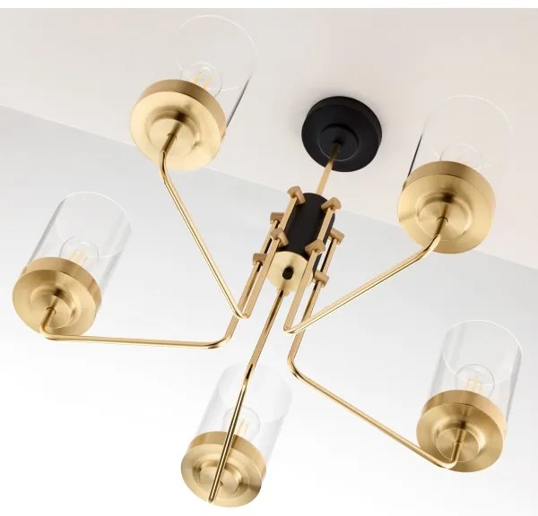 Jupiter 2088 - Luster na tyči RAMIREZ 5xE27/15W/230V zlatá/čierna