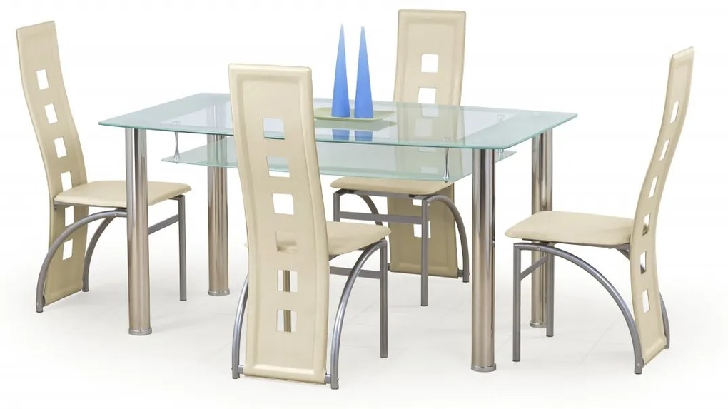 Jedálenský stôl Cristal bezfarebný/mliečny