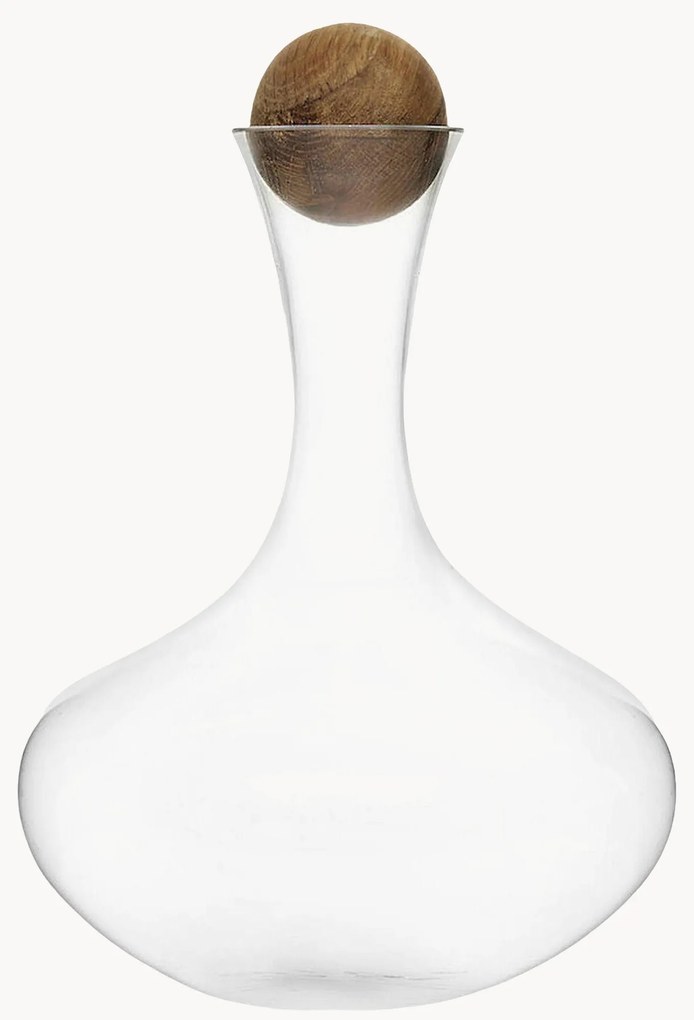 Ručne fúkaná karafa so zátkou z dubového dreva Nature, 2 l