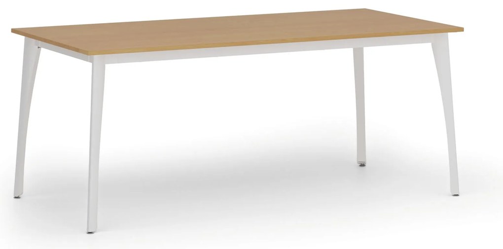 Rokovací kancelársky stôl PRIMO OMEGA, 180x90 cm, biela podnož, buk
