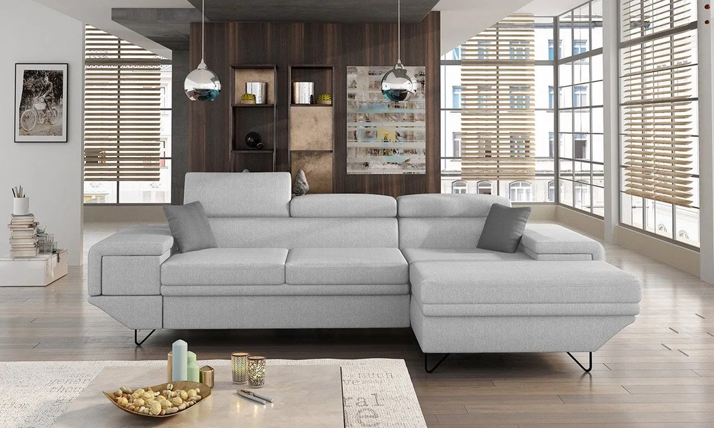 Moderná rohová sedacia súprava Arcadia, Dostupné poťahy: Zetta 297 + Zetta 297 + Zetta 296, Strana: pravá