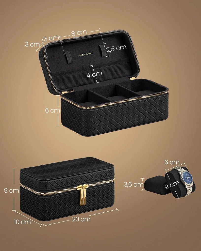 Úložný box na hodinky Lumos černý