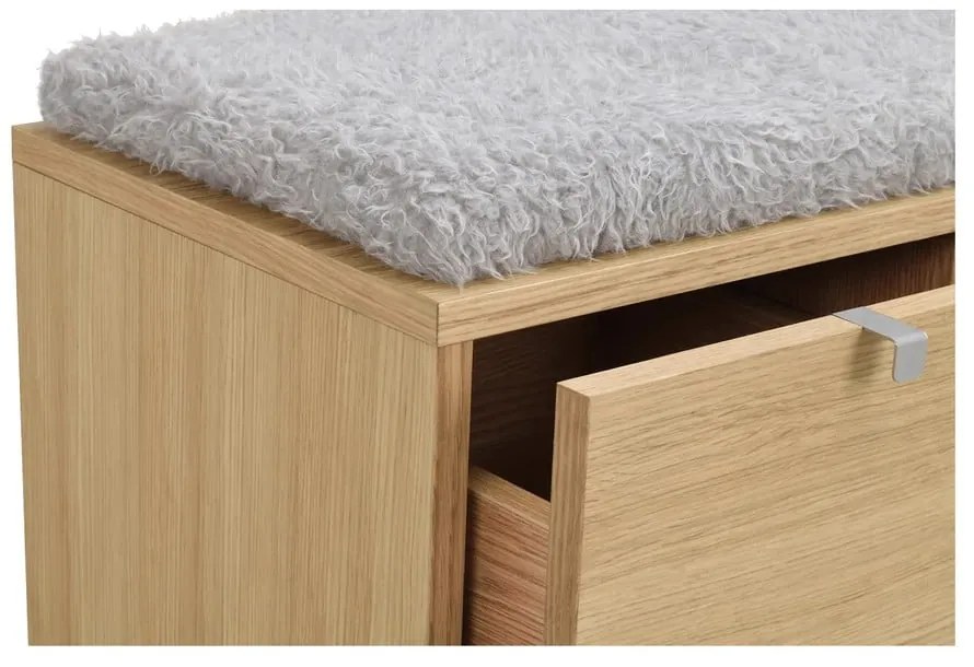 Skrinka na topánky v dekore duba s lavicou v šedo-prírodnej farbe Confetti – Rowico