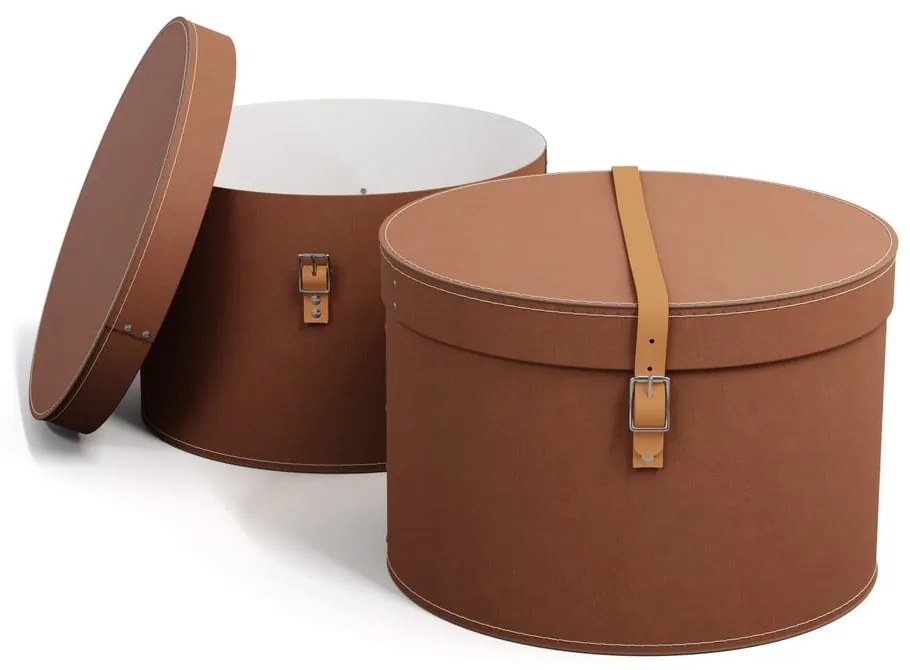 Hnedé kartónové úložné boxy v súprave 2 ks s vekom ø 37,5x25 cm Rut Restore Paper Laminate – Bigso