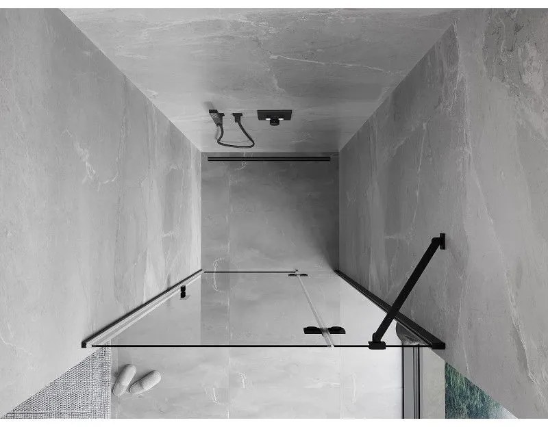 Mexen Mist-H, 1-krídlové sprchové dvere pravé 75 cm, číre sklo, čierny profil, 8A5-075-000-70-00-P